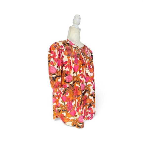 Rose & Olive Womens All Over Floral Puff Sleeve Tunic Blouse Size Large - Picture 6 of 10